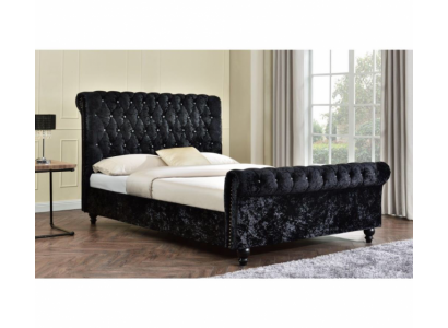 Schwaarz Bett Chesterfield Gepolstert Better Schlofzëmmer XXL Grouss 140x200