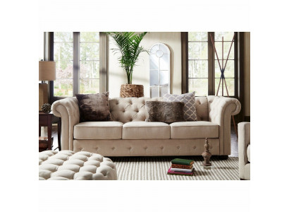 Landhausstil Miwwelen - Chesterfield Sofa Sëtz Garnitur 3+2 Set Stoff