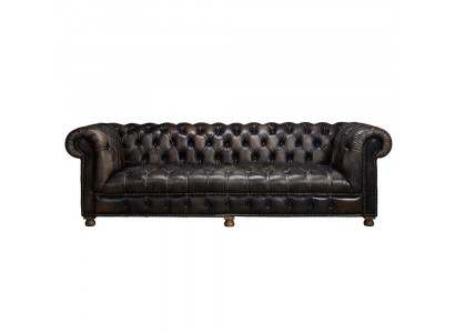 Klassesch Chesterfield Couche Schwaarz Englesch Wunnzëmmer Couchen