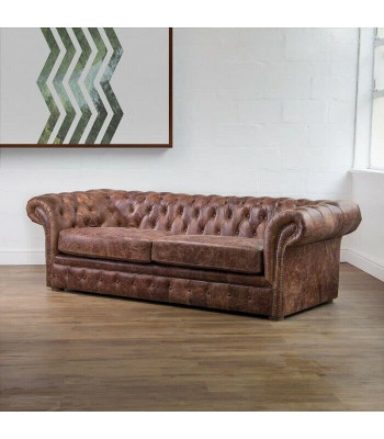 Brong Chesterfield 3 Sëtzer Klassesch Luxus Barock Sofa Textilleder Couch Stil