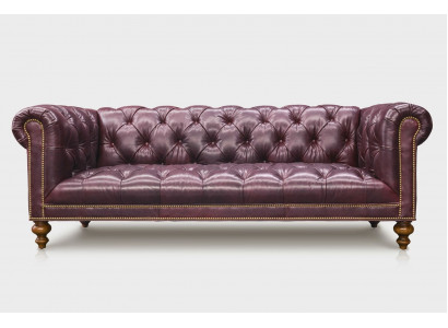 Brongen Chesterfield 3-Sëtz Sofa Lieder Sofa Canapé Polster Miwwelen