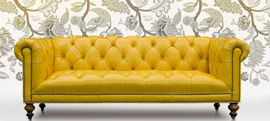 Brongen Chesterfield 3-Sëtz Sofa Lieder Sofa Canapé Polster Miwwelen
