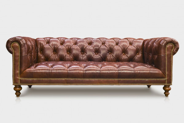 Brongen Chesterfield 3-Sëtz Sofa Lieder Sofa Canapé Polster Miwwelen