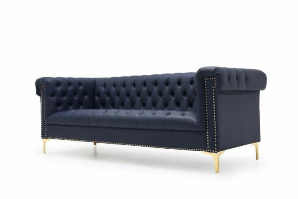 Englesche Stil Miwwelen Chesterfield Dräisëtzer Couch Rousa Turkis 3er Blo Sofa