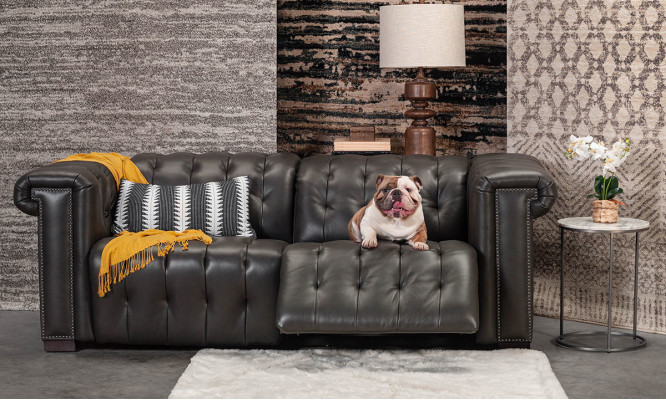 Designer Schwaarzt Chesterfield Dräisëtzer 3-Sëtzer Wunnzëmmer Couch