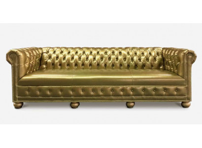 Chesterfield 3-Sëtz Canapé Couch Lieder Garnitur Polstersëtz Stëfter Gold Sëtz Nei