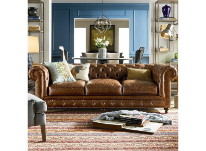 Designer Chesterfield brongen dräi-Sëtzer Luxus 3-Sëtzer Canapé