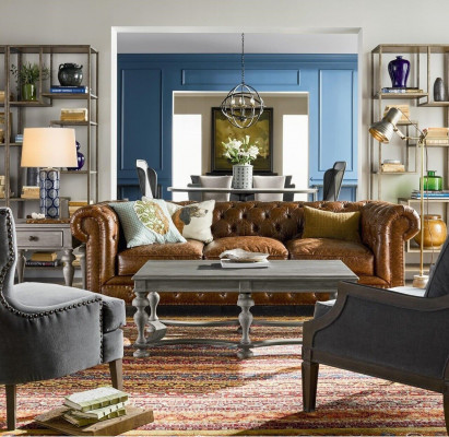 Designer Chesterfield brongen dräi-Sëtzer Luxus 3-Sëtzer Canapé