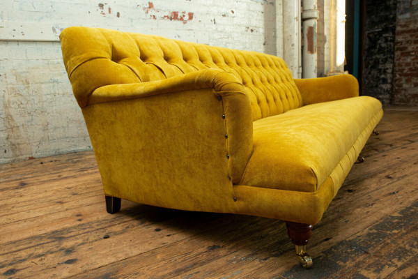 Klassesch Chesterfield Sofa 4 Sëtz Sofas Canapéë Lieder Giel Design Polsterung