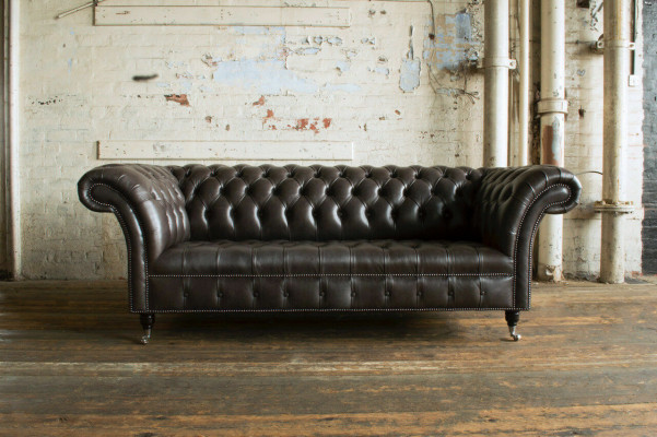 Chesterfield Stoffsiesofa Liederiesofa Siesofa Couch Polster Wunnzëmmer Moossfabrikatioun