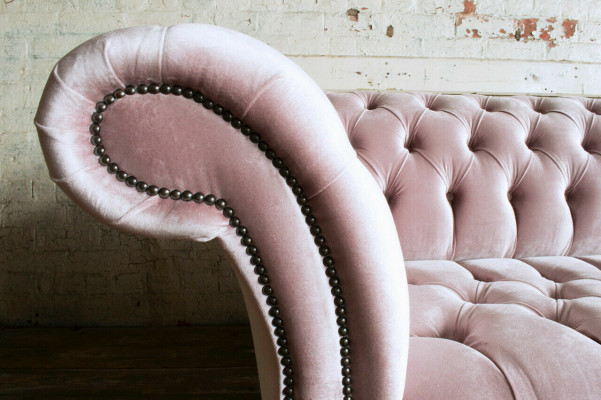 Chesterfield Canapé XXL grouss Sofa Couchen Samt Lieder Textil Polster 4 Platzen Nei