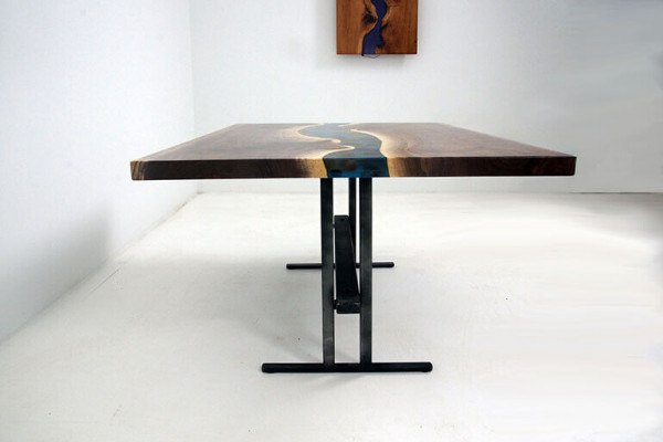 Designer-Dësch Handgemaach Waasserfall Dëschsalon Beistelltësch Couchtisch Präis