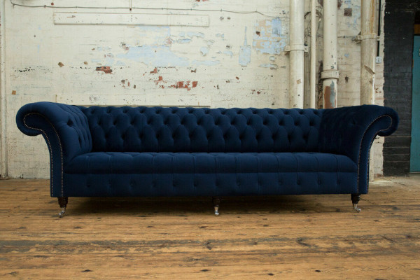 Chesterfield Sofa Samt Véiersëtzer Design Sofae Stuffen Diwan Couch Samt 265cm