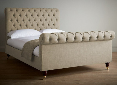 Beige Luxus Samett Stoff Bett Duebel Design Chesterfield Klassesch Better Nei
