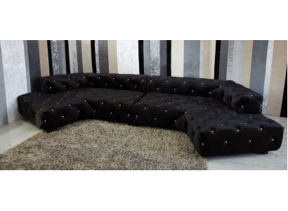 Klassesch Designer Chesterfield Samettee mat Kristallschmuck Wunnlandschaft