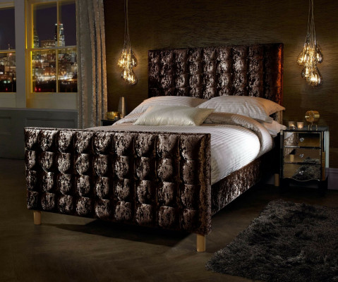 Chesterfield Bett Polsterbett Duebelbett Better Grouss XXL Designer Luxus Bett Samett