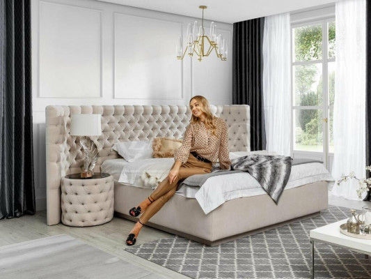 Chesterfield Bett Luxus Schlofkummer Hotel Deko Këssen Better mat Knäppercher