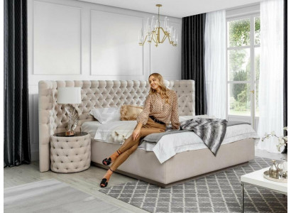 Chesterfield Bett Luxus Schlofkummer Hotel Deko Këssen Better mat Knäppercher