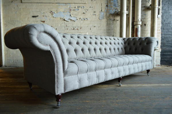 Textil Canapé Stoff Couch Chesterfield grouss Canapéen XXL Couchen Sëtz 265 cm Polster.