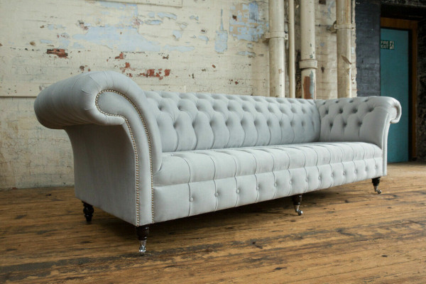 Textil Sofastoﬀ Couch Chesterfield grouss Sofae XXL Couchen Sëtz Polster 265cm