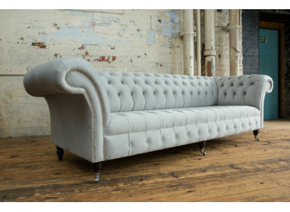 Textil Sofastoﬀ Couch Chesterfield grouss Sofae XXL Couchen Sëtz Polster 265cm