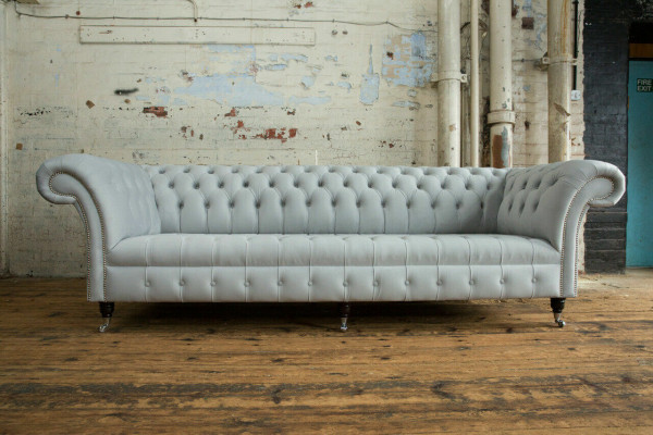 Textil Sofastoﬀ Couch Chesterfield grouss Sofae XXL Couchen Sëtz Polster 265cm