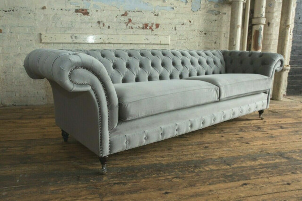 Chesterfield 4-Sëtzer Polster Canapé Modernen Stil Lieder Stoff Sofa Couches Textil