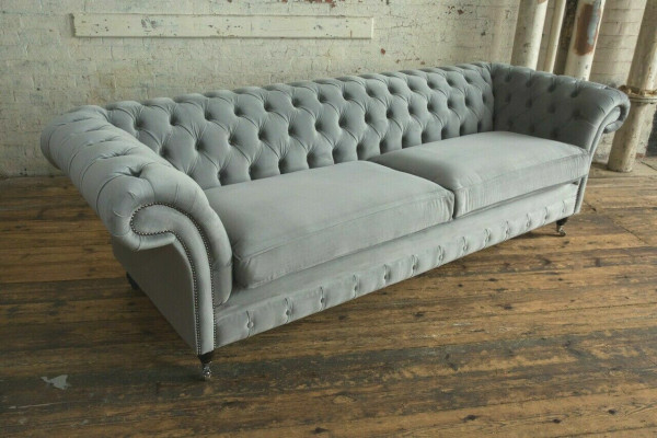 Chesterfield 4-Sëtzer Polster Canapé Modernen Stil Lieder Stoff Sofa Couches Textil