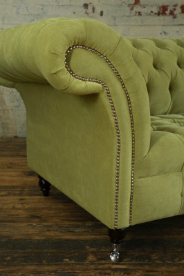 Klassesch Chesterfield Sofa 4 Sëtzer Sofas Canapéen Lieder Gréng Design Polsterung