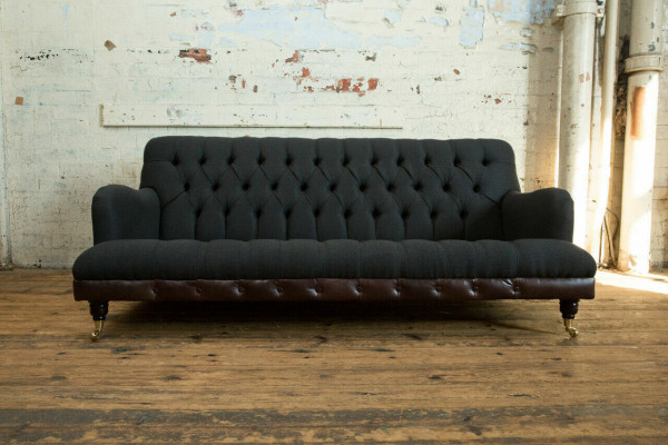 Klassesch Chesterfield Canapé 3 Plätz Sofa Canapé Samt Lieder Blo Design Polster