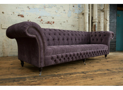 Klassesch Chesterfield Sofa 4 Sëtz Sofaen Polster Couches Lieder Braun Design