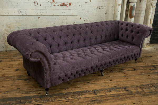 Klassesch Chesterfield Sofa 4 Sëtz Sofaen Polster Couches Lieder Braun Design