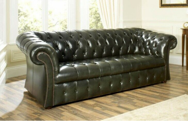 Grénge Chesterfield 3-Sëtzer Designer Luxus Dräisëtzer Couch
