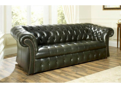 Grénge Chesterfield 3-Sëtzer Designer Luxus Dräisëtzer Couch