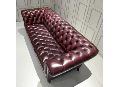 Chesterfield Canapé Dräisëtzer Sitz Polster Sofa Braun Edelt Sofa