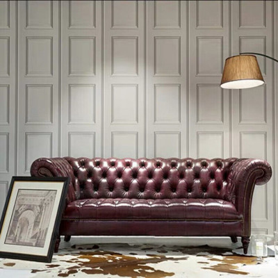 Chesterfield Canapé Dräisëtzer Sitz Polster Sofa Braun Edelt Sofa