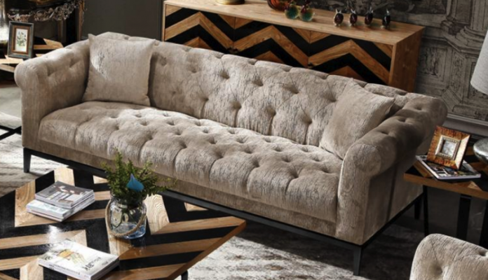 Edel Luxus Chesterfield Sofa Couch Polster Stoff Lieder Couchen Polsteren