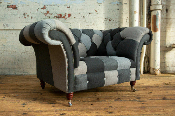 Grau-blo Chesterfield Fotel Luxus Eenzelsëtzer Designer Miwwelen