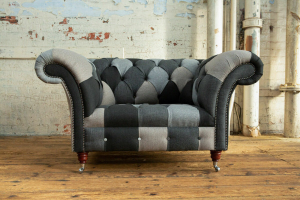 Grau-blo Chesterfield Fotel Luxus Eenzelsëtzer Designer Miwwelen