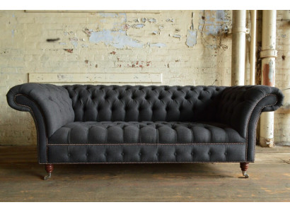 Groue Chesterfield Dräisëtzer Luxus Wunnzëmmer 3er Sofa