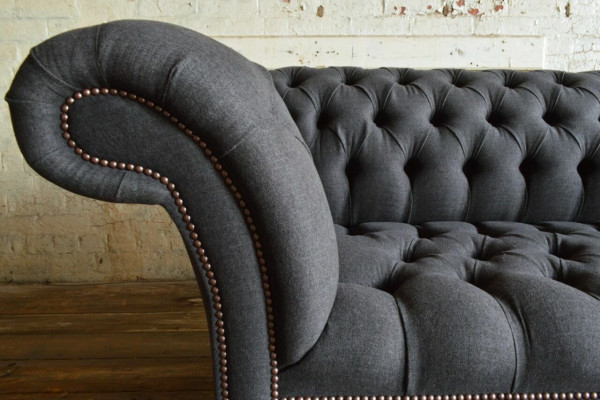 Groue Chesterfield Dräisëtzer Luxus Wunnzëmmer 3er Sofa