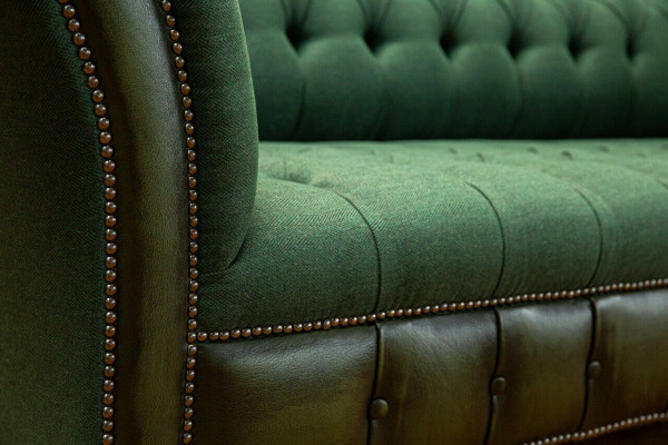 Designer gréngt Chesterfield Sofa Luxus 3-Sëtzer Wunnzëmmer Couch