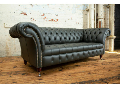 Groue Chesterfield Lieder Dreisëtzer Designer 3-er Canapé