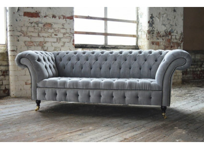Stilvollen grousse groewe Chesterfield 3-Sëtzer Luxus Wunnzëmmer Sofa