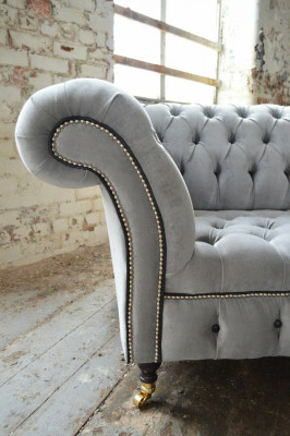 Stilvollen grousse groewe Chesterfield 3-Sëtzer Luxus Wunnzëmmer Sofa