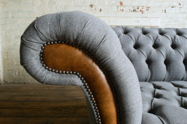 Edle gro dass Chesterfield Dräisëtzer Luxus Wunnzëmmer 3er Sofa