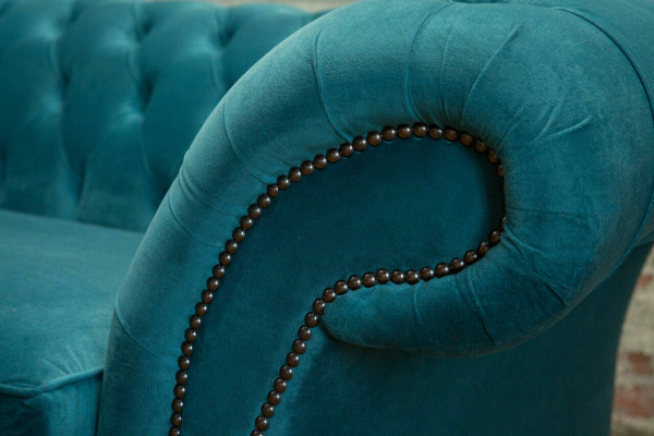 Türkis Chesterfield Canapé Designer 3-Sëtzer Luxus Wunnzëmmer Sofa