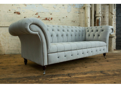 Wäissen Designer Chesterfield Dräisëtzer Modern 3er Canapé