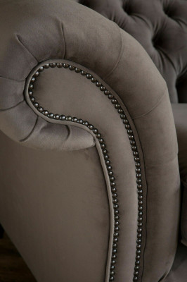 Luxus Taupe Chesterfield Drësëtzeger Wunnzëmmer 3-er Canapé Design Sofa