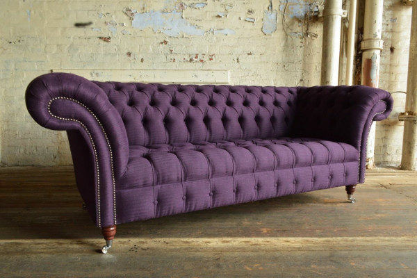 Modernt Lila Chesterfield Drësëtzer Wunnzëmmer 3er Sofa